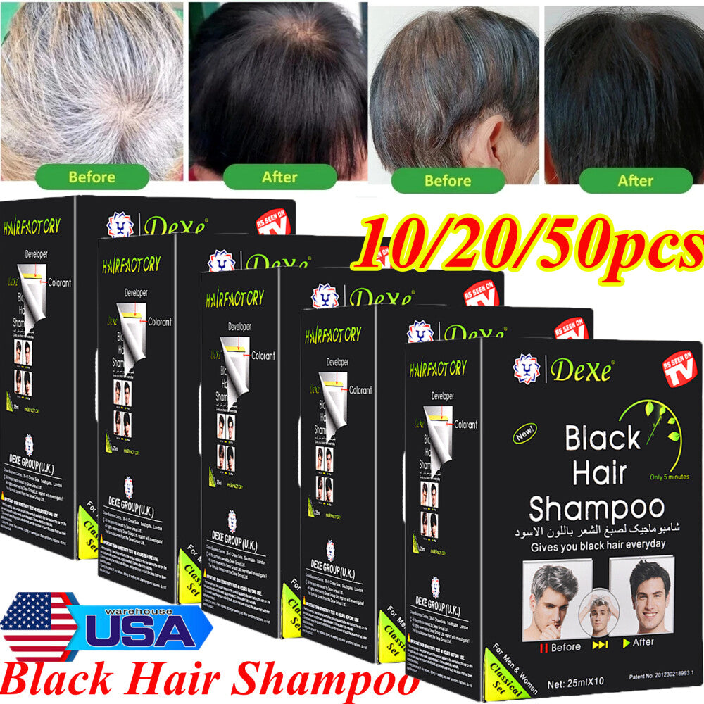 Black Hair Shampoo - Instant 5-Minute Hair Dye & Nourishing Treatment