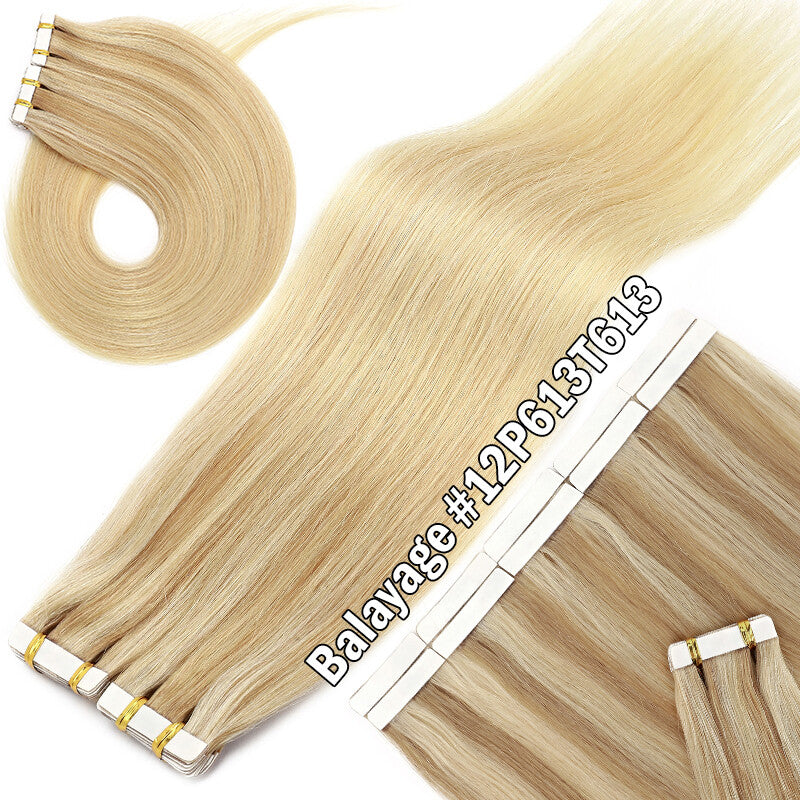 100G Tape-In Remy Hair Extensions Full Head - Russian Human Hair Thick Skin Weft