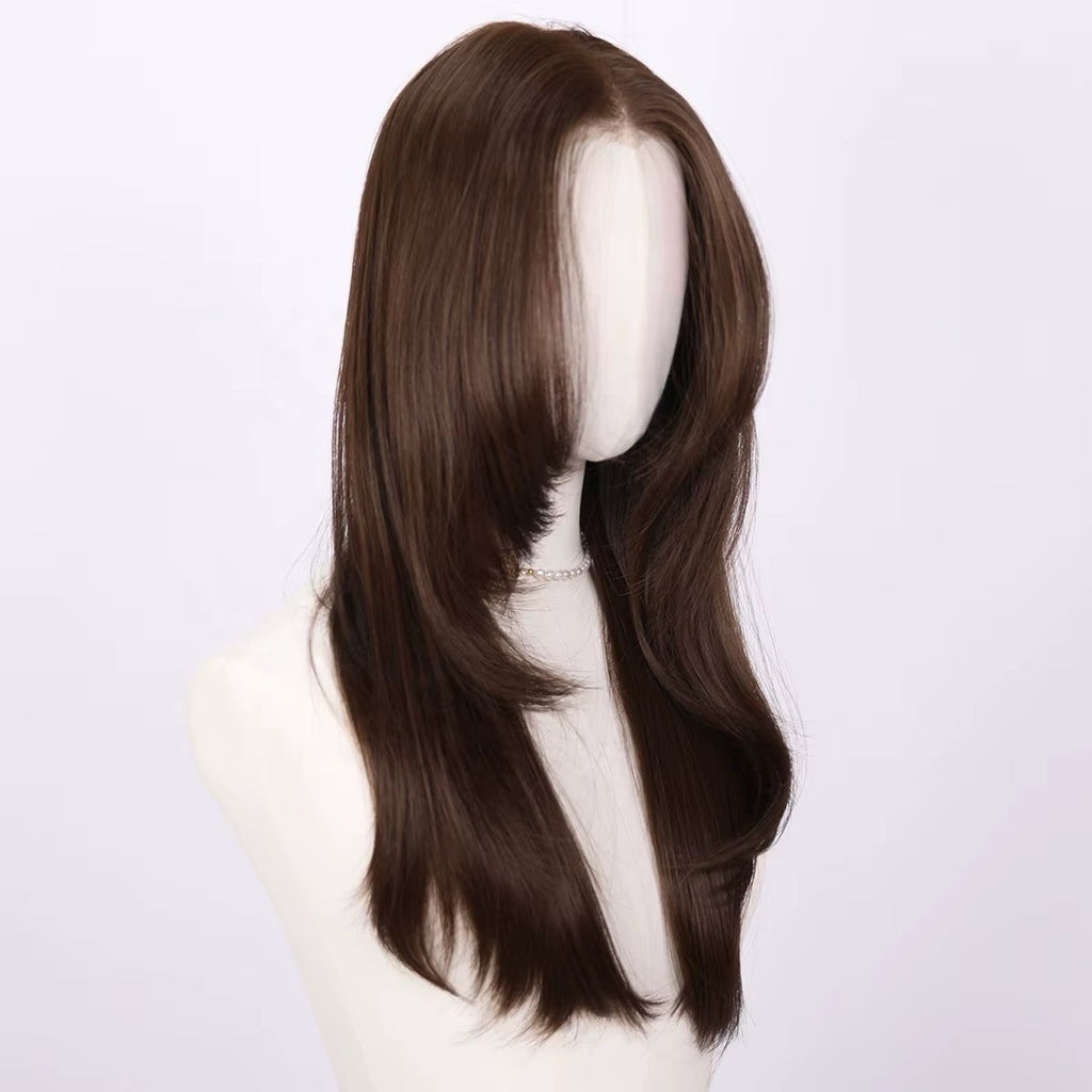 Dark Brown 24-Inch Lace Front Wigs 13x4 Transparent Glueless 150% Density