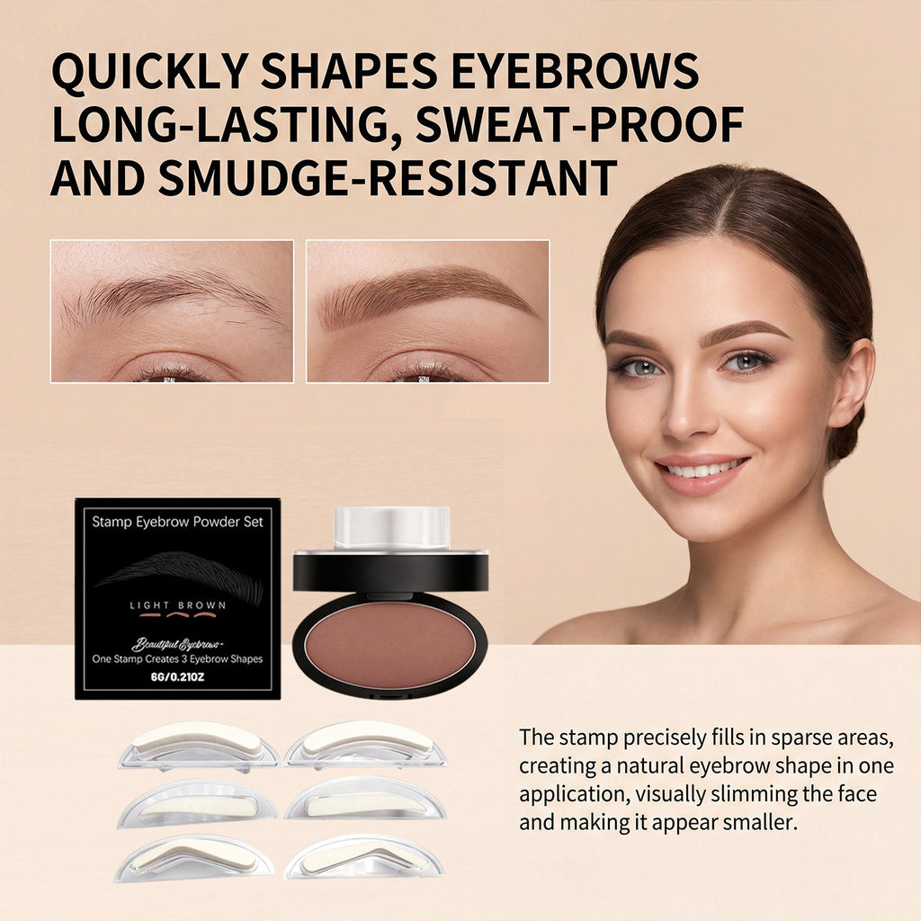 Eyebrow Stamp Kit with 3 Shapes - Water-Resistant, Quick & Easy Makeup