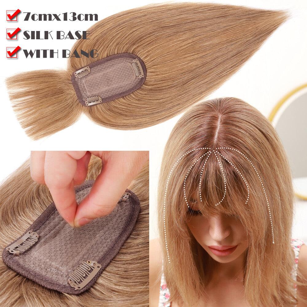 Remy Human Hair Topper with Silk Mono Base & Multiple Lengths for Women