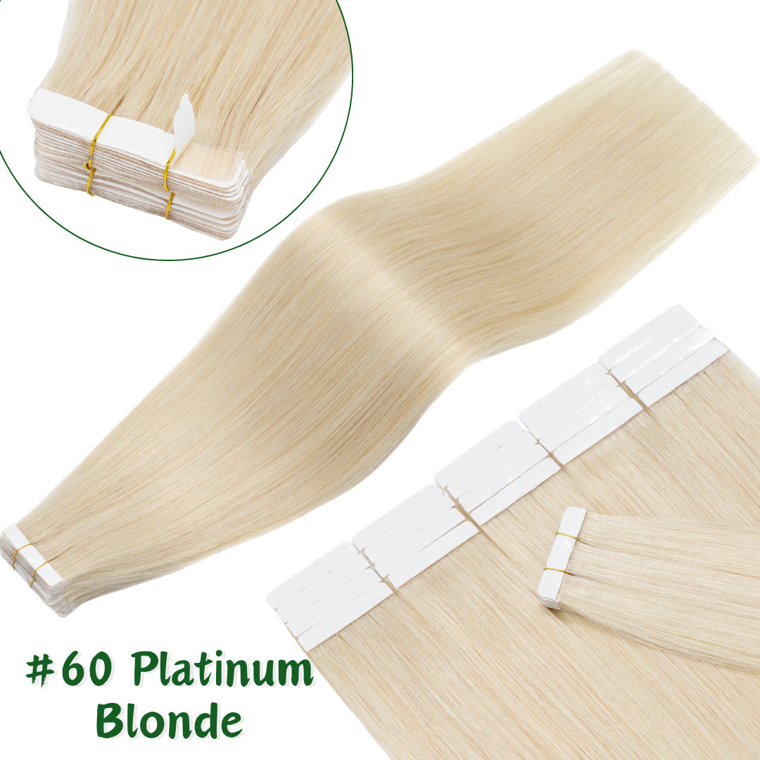 Russian Straight Tape-In Hair Extensions - Thick Remy Human Hair, 150g, All Colors & Lengths