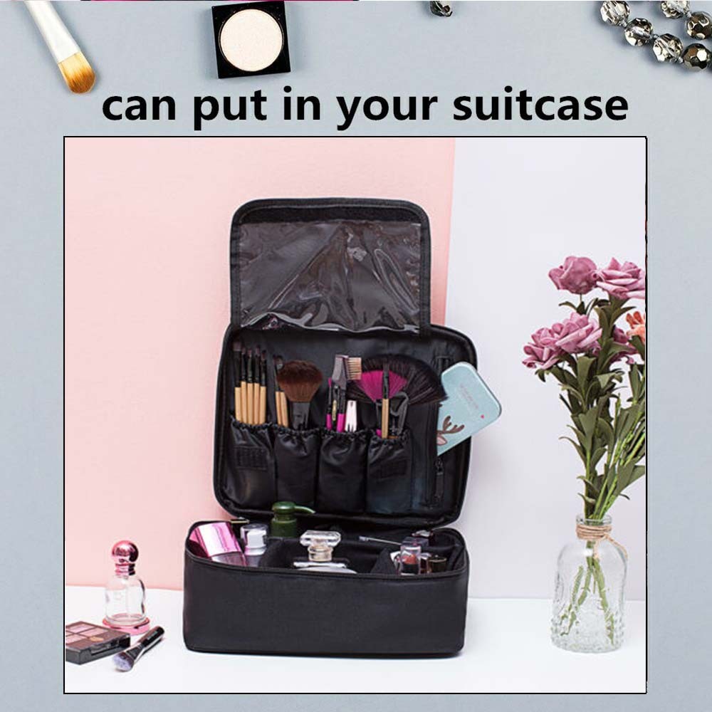 Travel Makeup Train Case Cosmetic Organizer with Waterproof Oxford Cloth