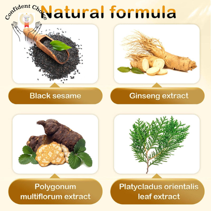 Hair Dye Shampoo for Gray Coverage Black Hair Natural Herbs Shine Long-Lasting
