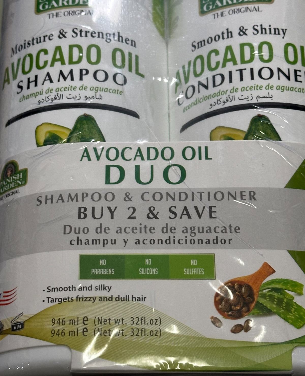 Organic Avocado Oil Shampoo & Conditioner Set for Hair Strength & Shine