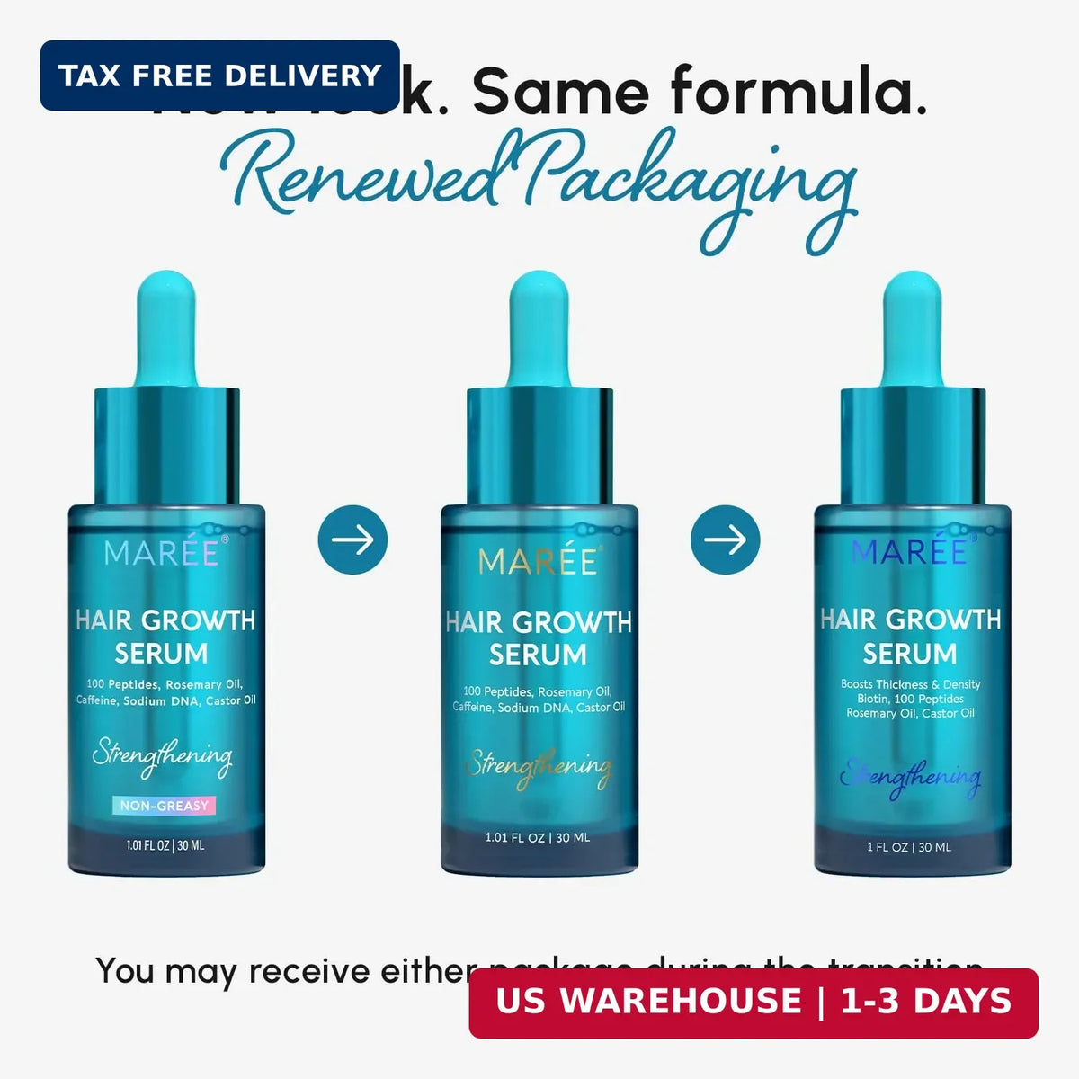 Hair Growth Serum with Caffeine Peptides Castor Rosemary Oil for Women & Men