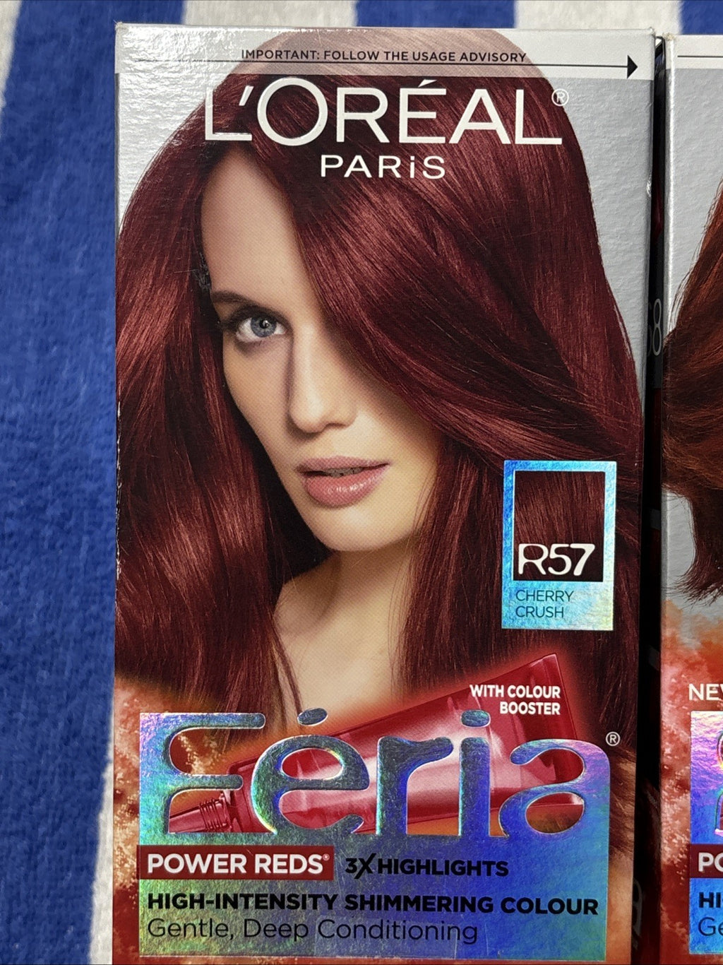 Lot of 2 L'Oreal Féria Power Reds Hair Dye Set - R57 Cherry Crush & R68 Rich Auburn