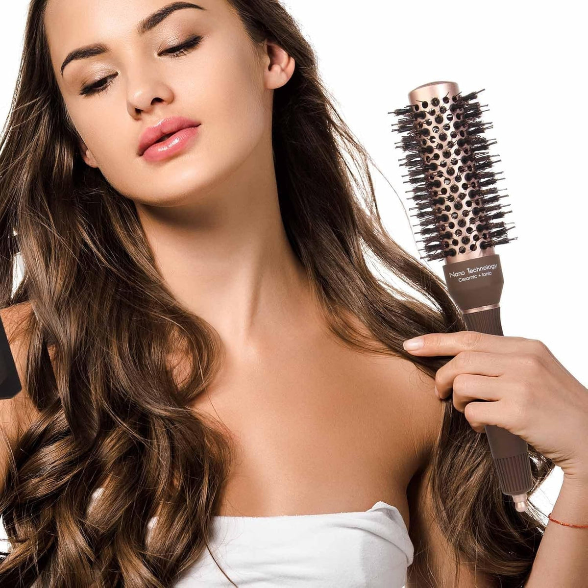Nano Ceramic Round Hair Brush for Thick Hair 1.25 Inch Barrel - Salon Quality Styling Tool