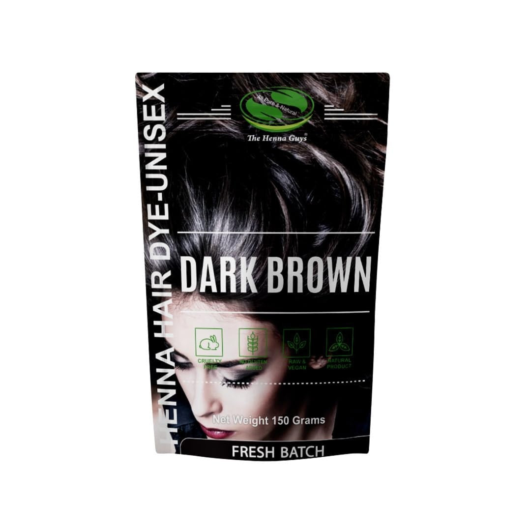 Plant-Based Dark Brown Hair & Beard Dye - Natural Gray Coverage 150g