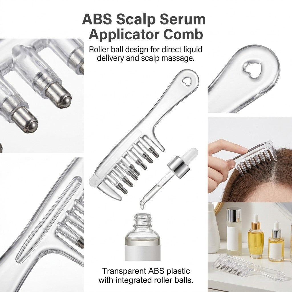 Hair Growth Scalp Oil Applicator Comb with Roller Ball Reusable Liquid Dispenser
