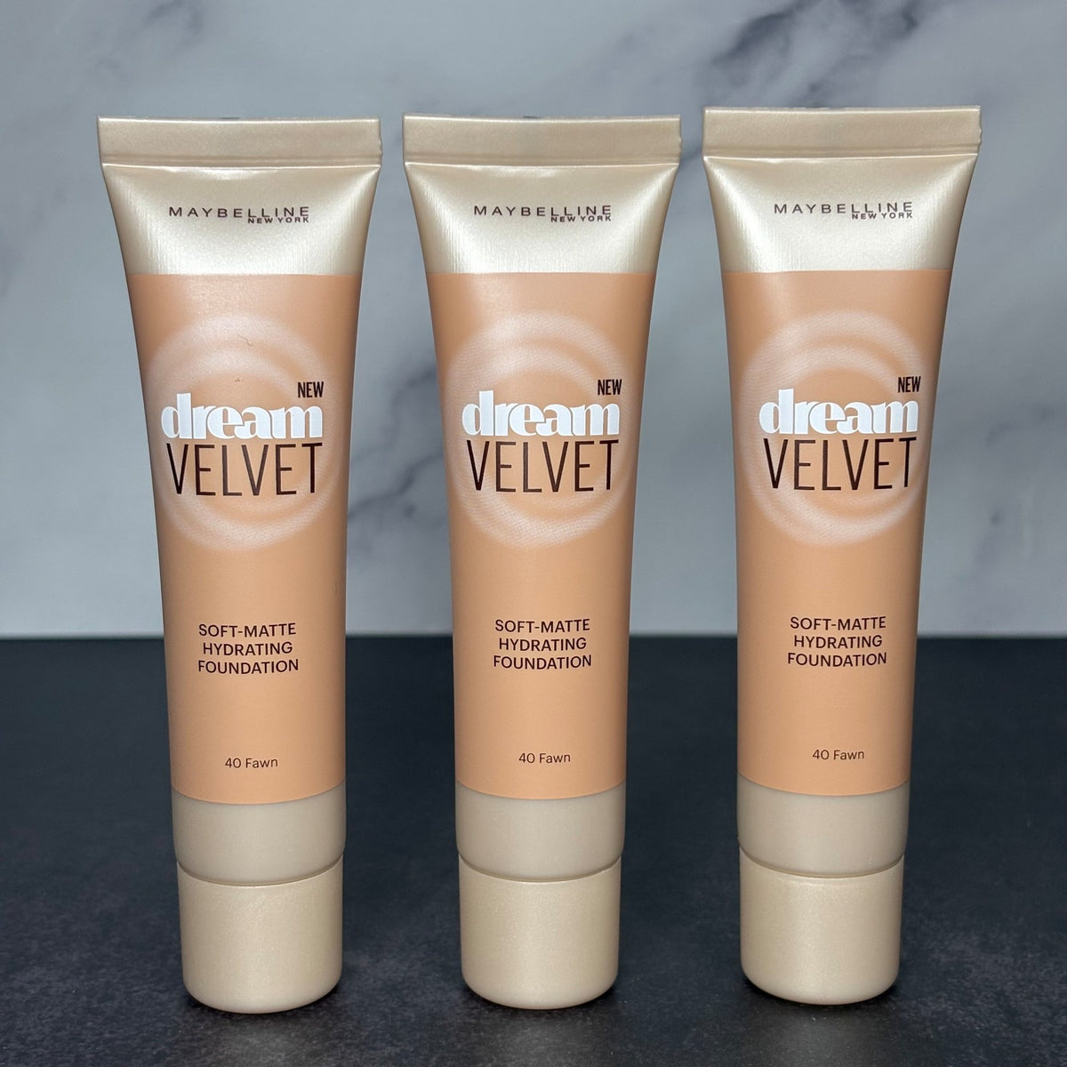 Maybelline Dream Velvet Foundation 40 FAWN 30ml Hydrating (3 Pack) Sealed