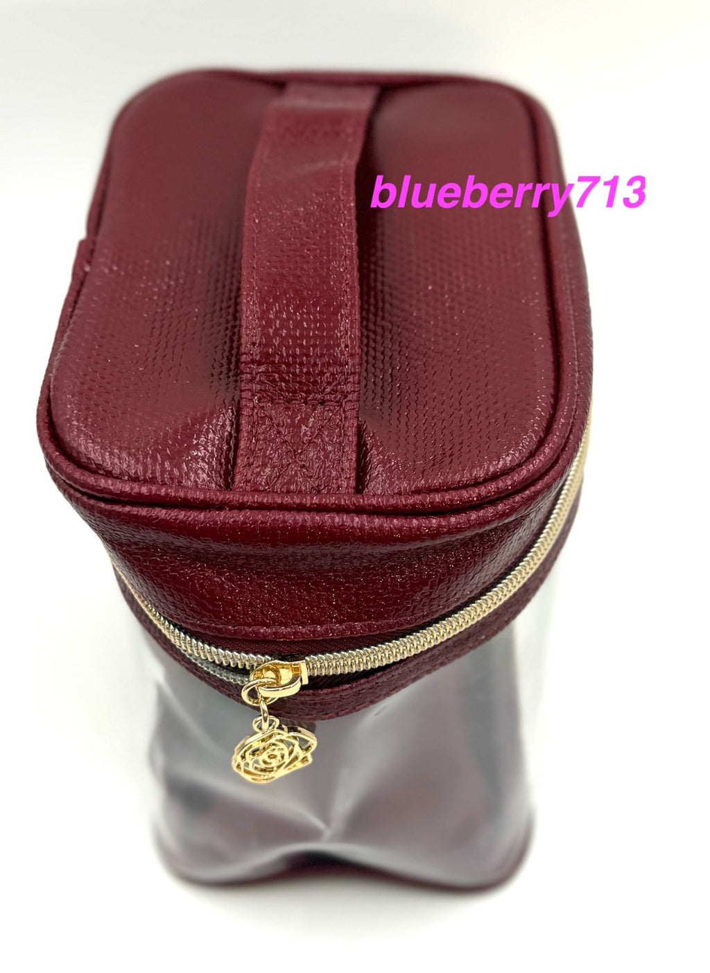 Lancome Makeup Bag Case Red Zipper with Handle - Authentic Cosmetic Storage