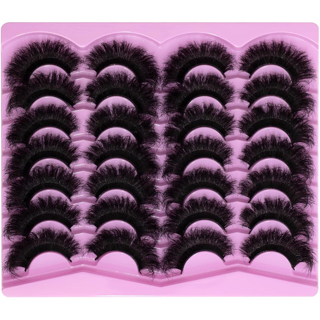 Fluffy 20mm Volume False Eyelashes - Cat Eye Strip Lashes, D Curl, 14 Pairs