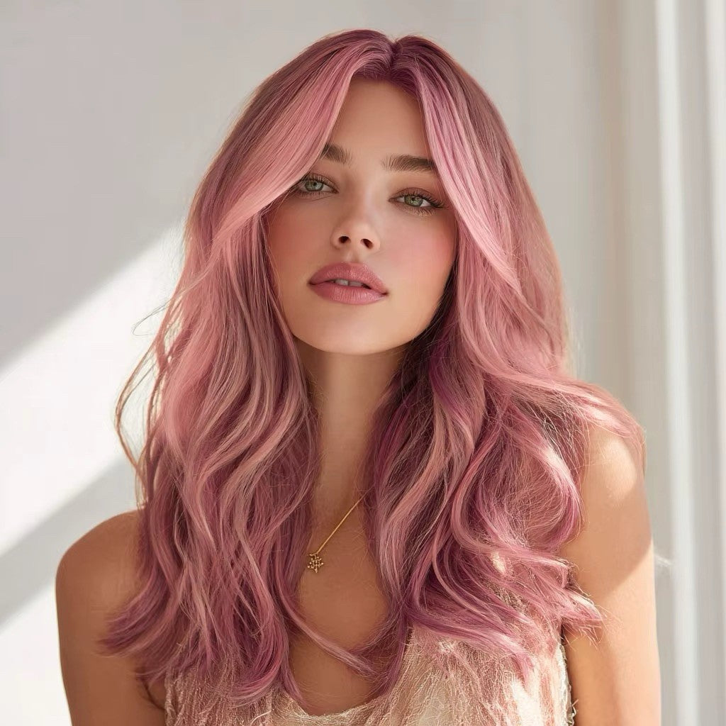 Pink Wavy Cosplay Wig 22 Inch Costume Hair for Halloween Party Birthday Christmas