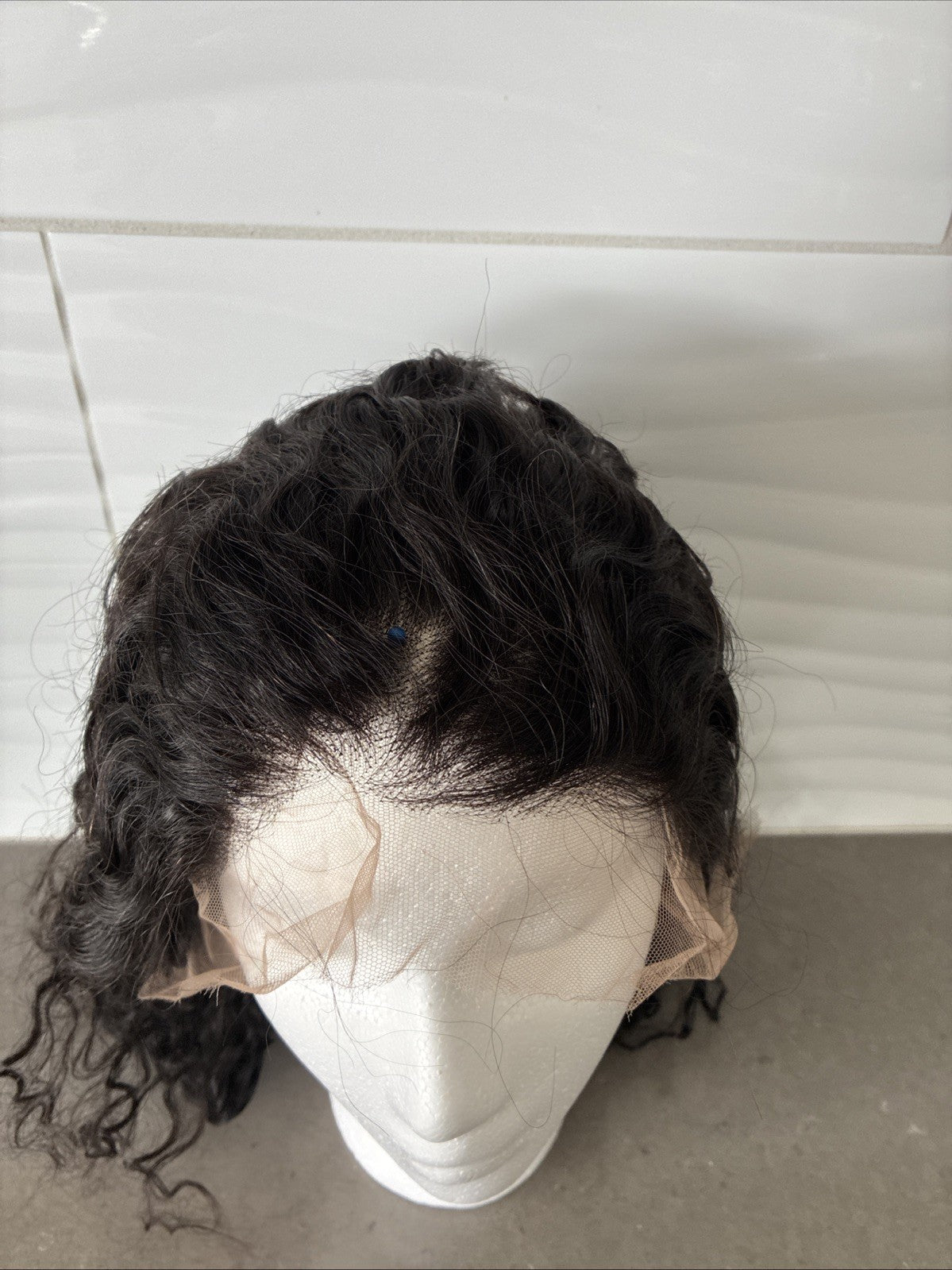 14-Inch Lace Front Human Hair Wig with Water Wave Style - 13x6 Cap