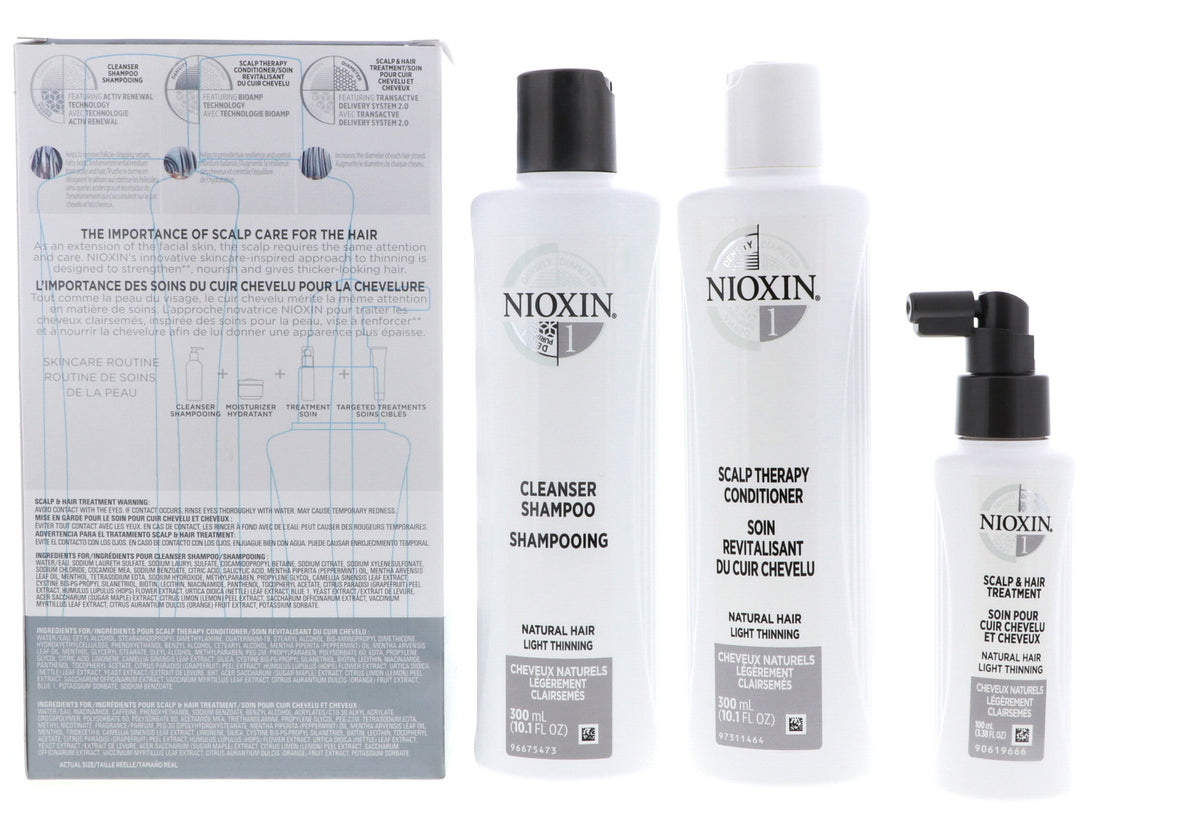Nioxin System 1 Hair Care Set for Fine & Thinning Hair - Starter Kit