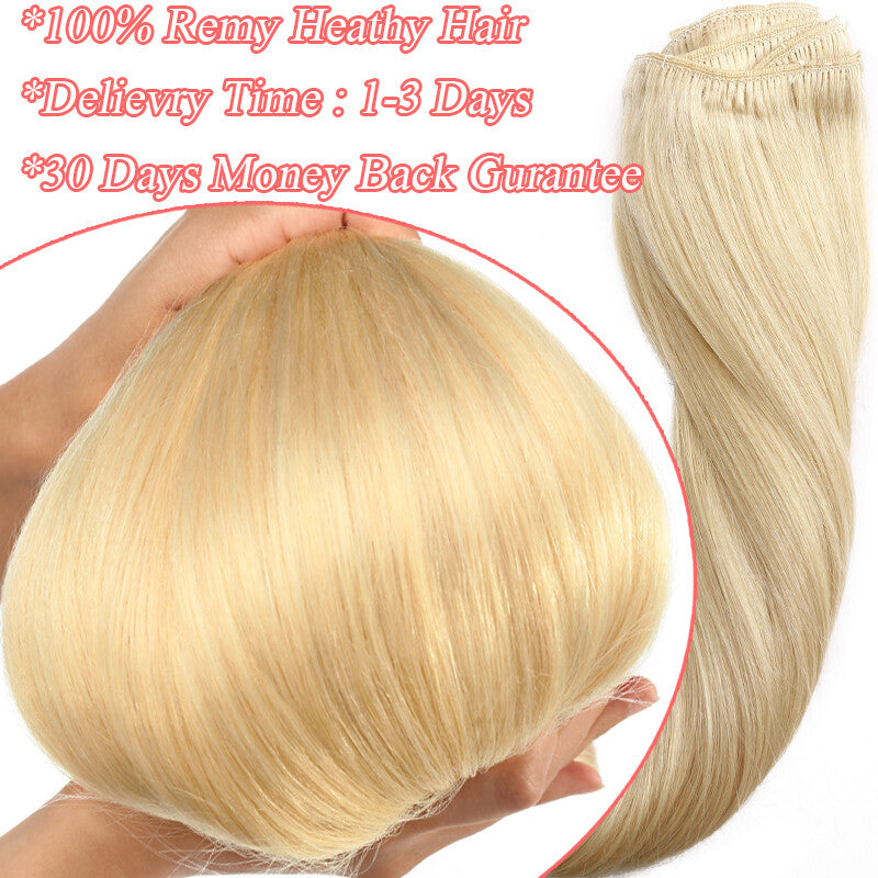 Thick Human Hair Clip-In Extensions Full Head Double Weft Remy Hair