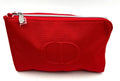 Cosmetic Canvas Makeup Zipper Small Bag - Red