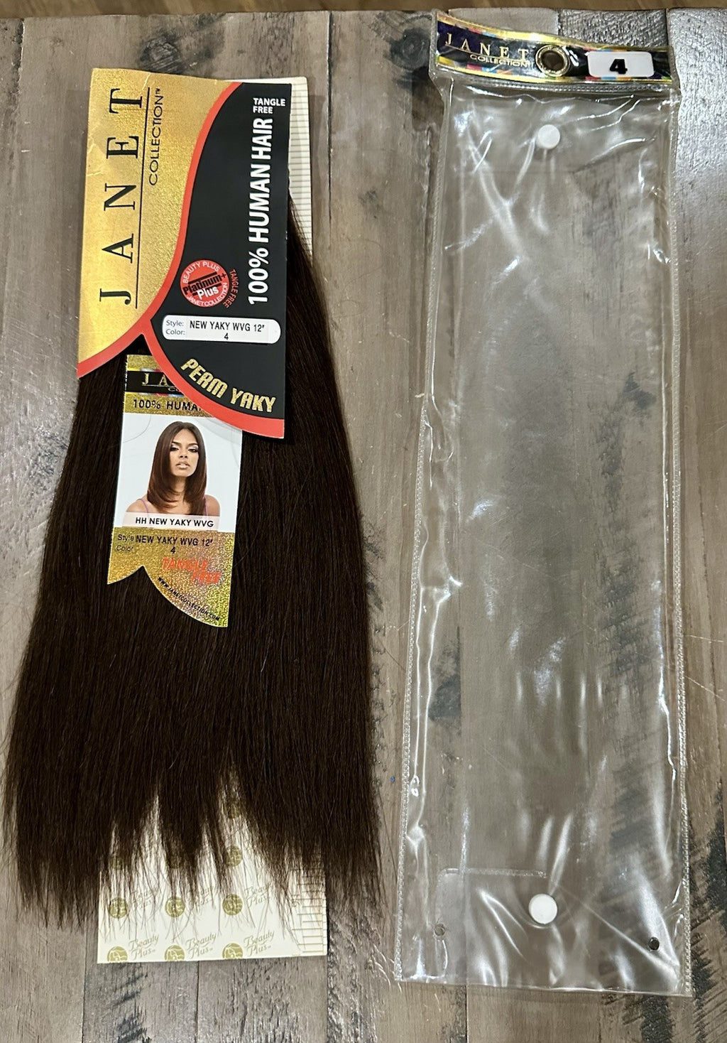 Human Hair Extension Janet Perm Yaky 12 Inches Color #4 - Natural Look