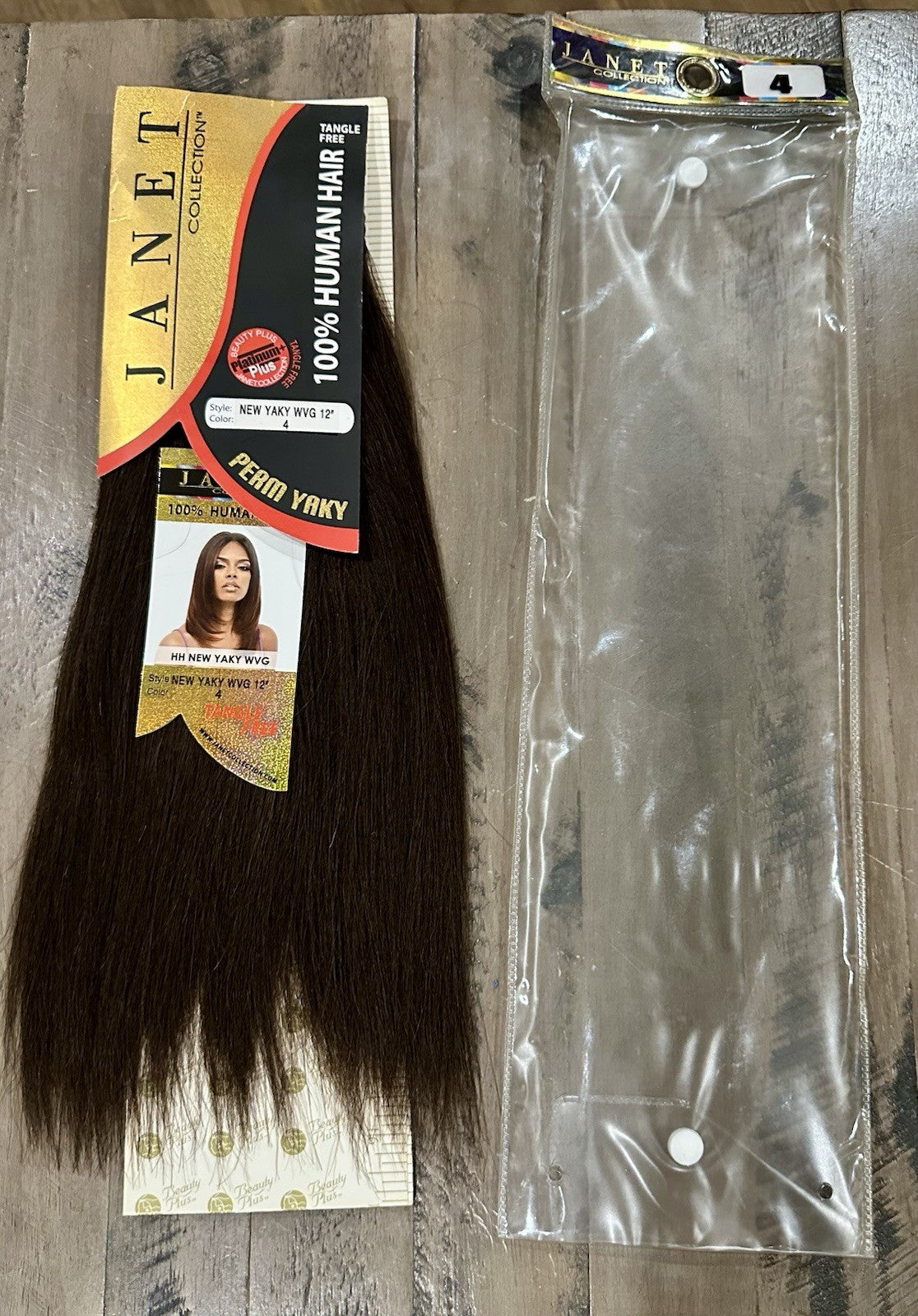 Human Hair Extension Janet Perm Yaky 12 Inches Color #4 - Natural Look