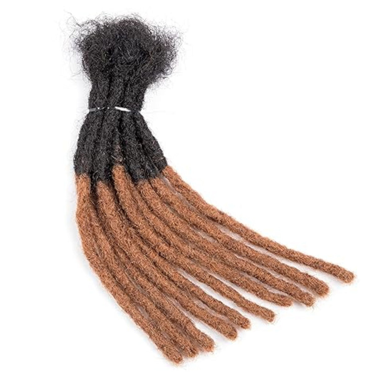 8 Inch Brown Human Hair Dreadlock Extensions 0.8cm Thickness 30 Strands Ombre