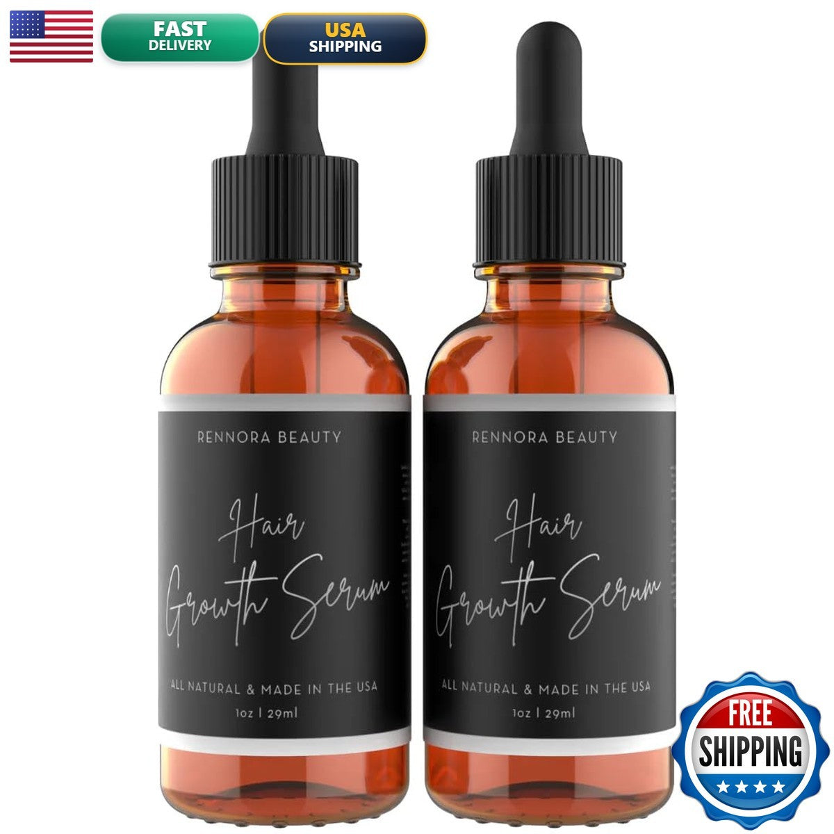 Hair Growth Serum with Peppermint Nettle Rosemary Oil - 2 Pack