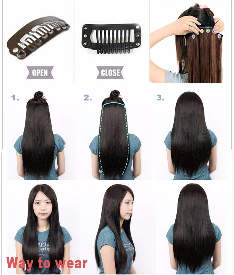 Real Human Hair Clip-In Extensions 8-24 Inch Body Wave Thick Full Head