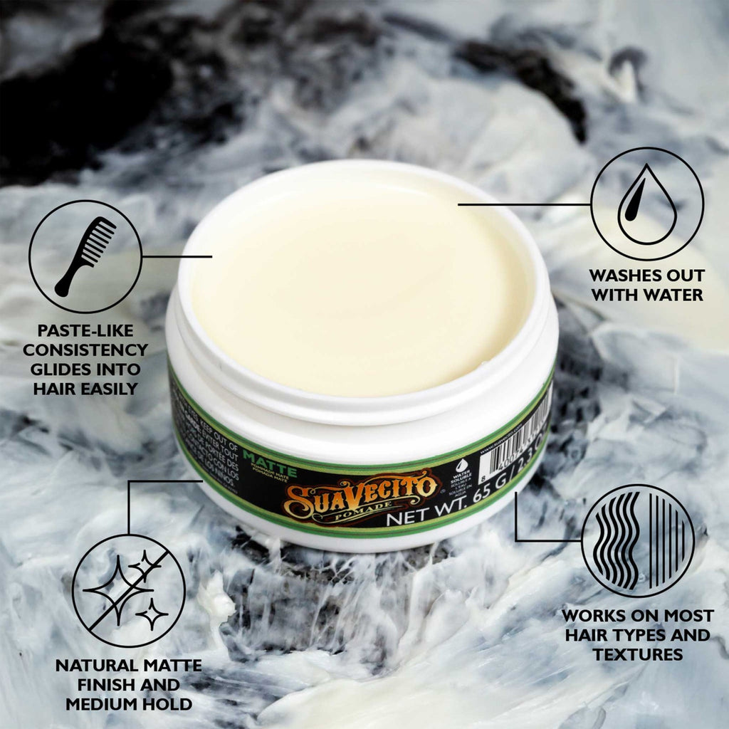 Suavecito Matte Hair Pomade 2.3 oz. Natural Finish, Strong Hold