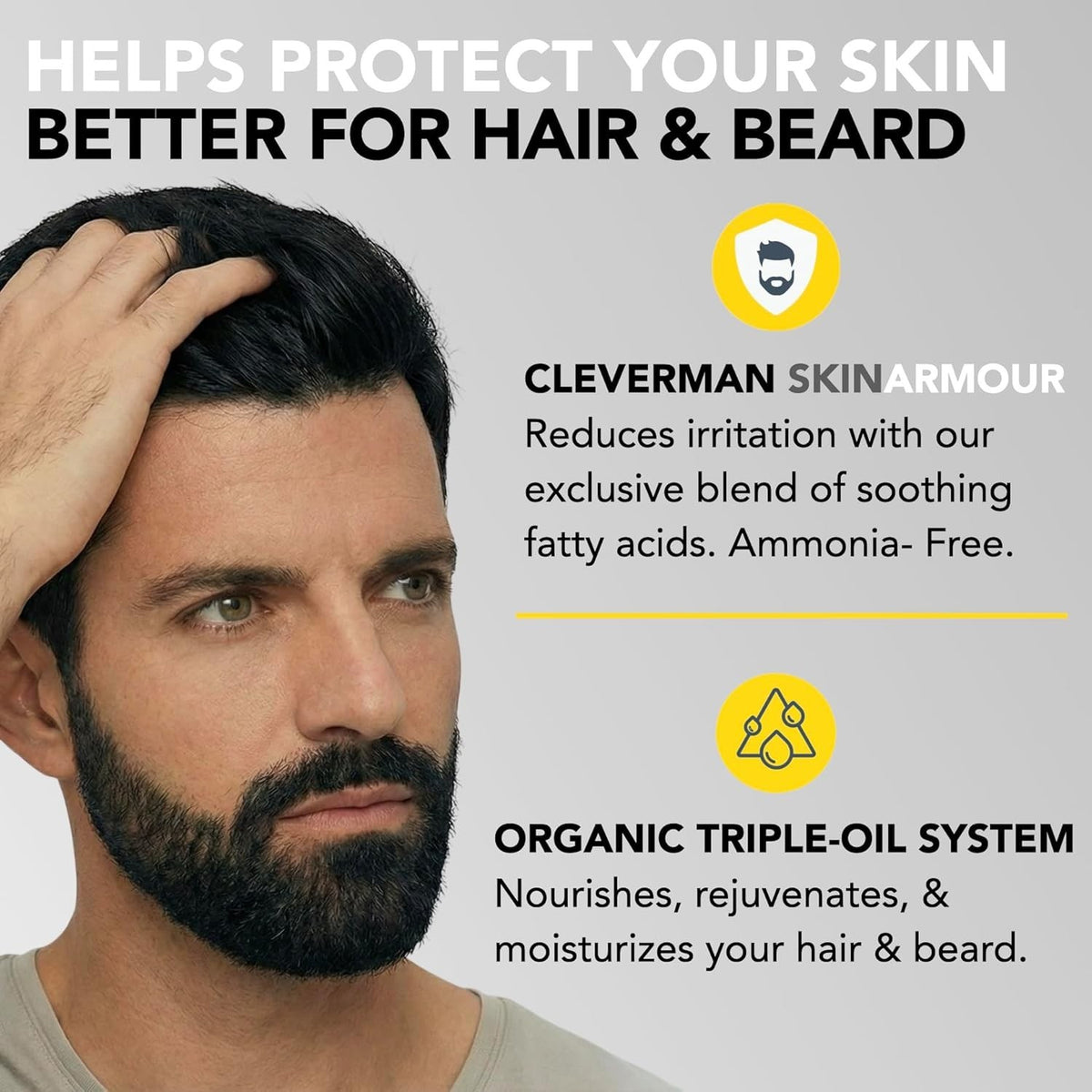 Reusable Hair & Beard Dye Kit for Men Black 1.0 Gray Coverage No-Drip Cream