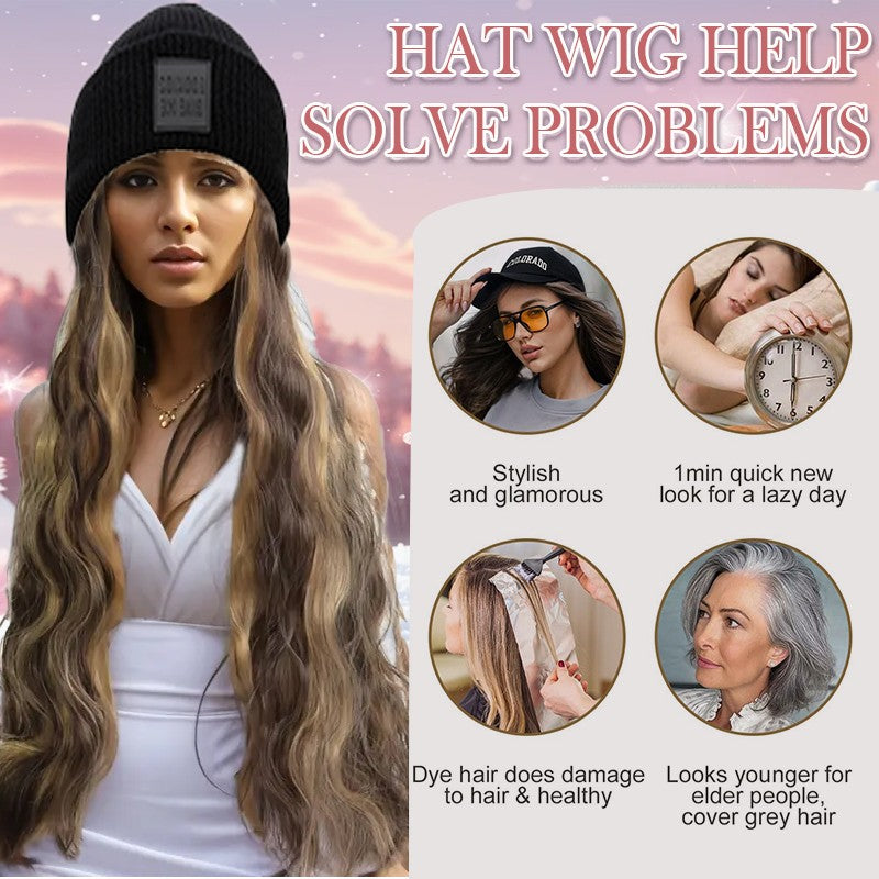Multi-Color Synthetic Wavy & Straight Wig Baseball Cap Hat for Cosplay & Casual Wear
