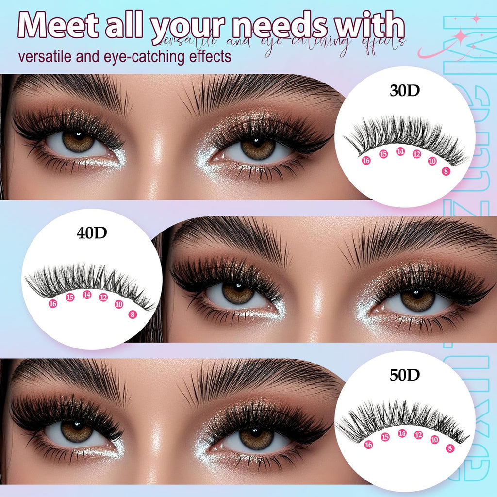 Lash Clusters Kit 708pcs Wispy Eyelash Extensions 10-16mm with Glue & Tweezers