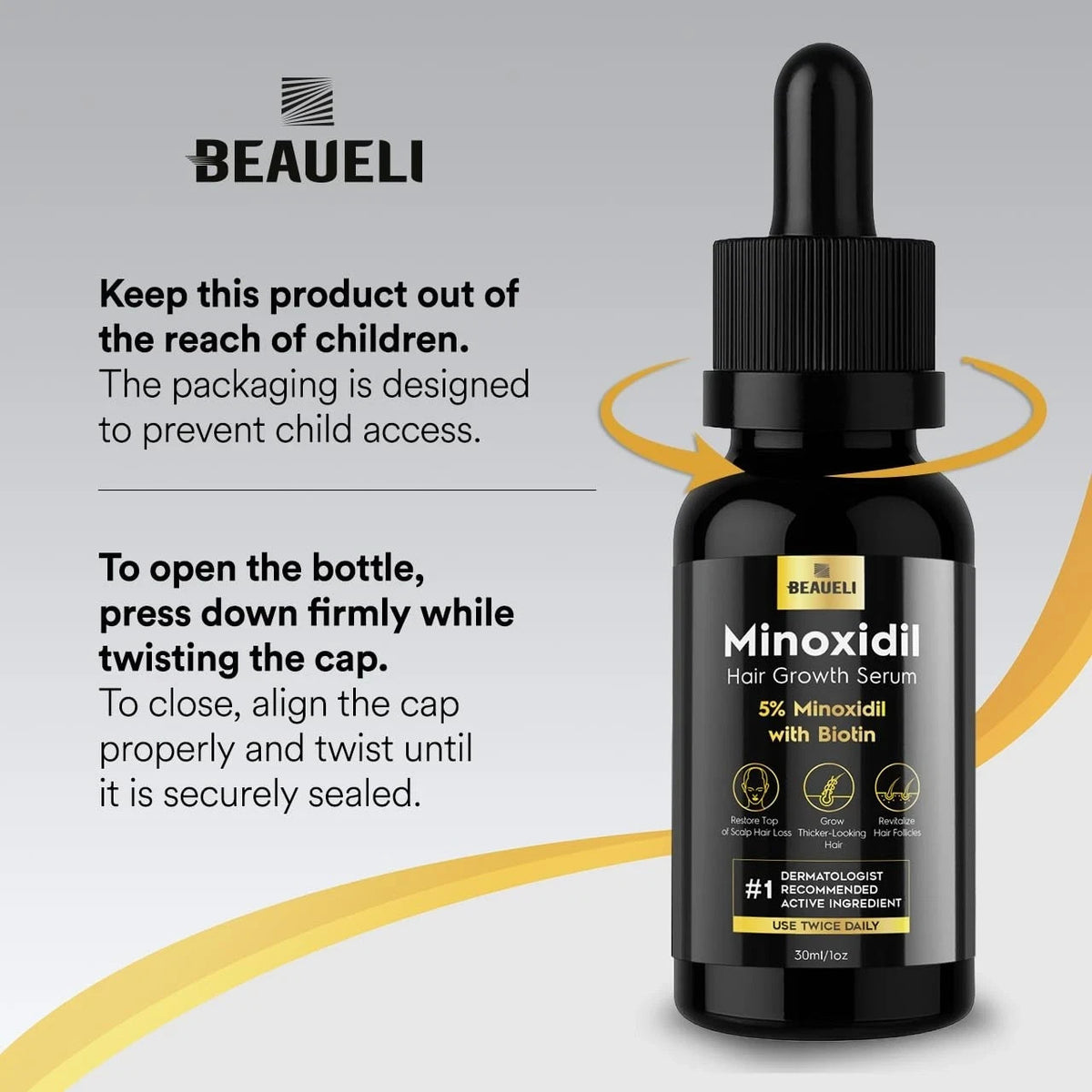 3-Pack Minoxidil Hair Growth Serum for Men & Women - Beard & Scalp Treatment - Unscented