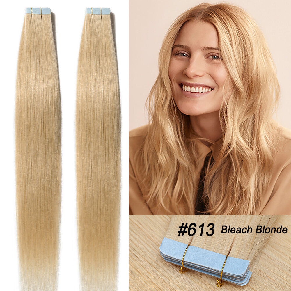 100% Human Hair Tape-In Extensions Full Head Body Wave & Straight Styles