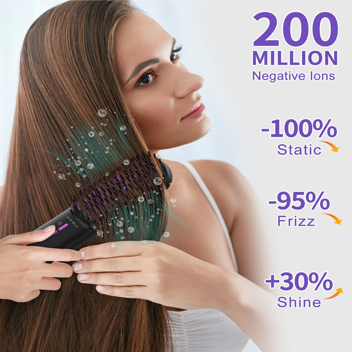 Steam Hair Straightener Brush Ionic Plus - Anti-Frizz, Quick Heat-Up, Moisturizing