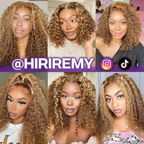 Deep Wave Ombre Honey Blonde Bob Lace Front Wig - 12 Inch Human Hair