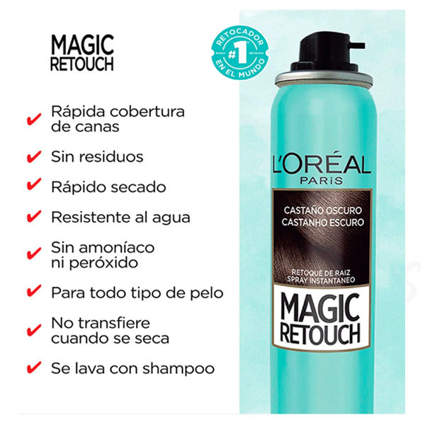 L'Oréal Magic Retouch Hair Concealer Dark Brown 3 Bottles - Gray Coverage