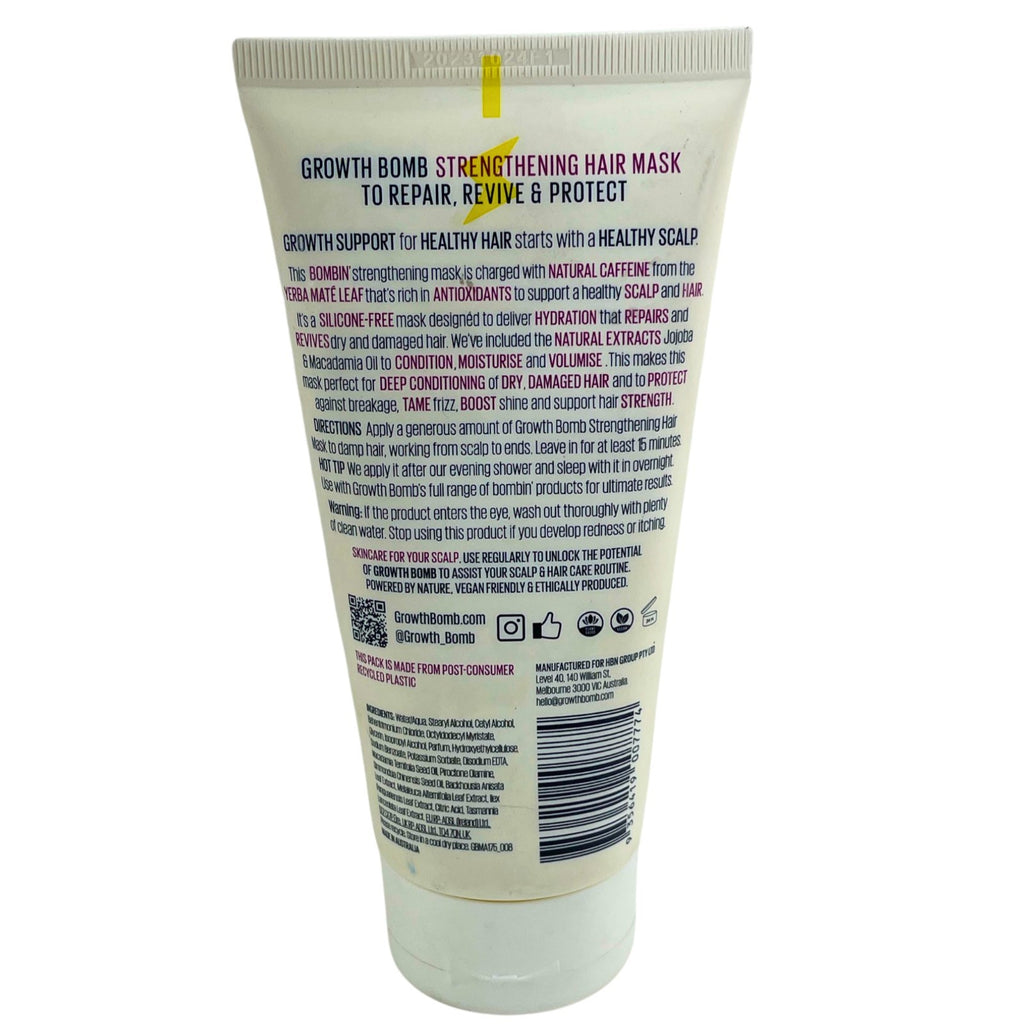 Growth Bomb Strengthening Hair Mask 3 Pack - Hydrating Leave-In Treatment for Damage & Volume