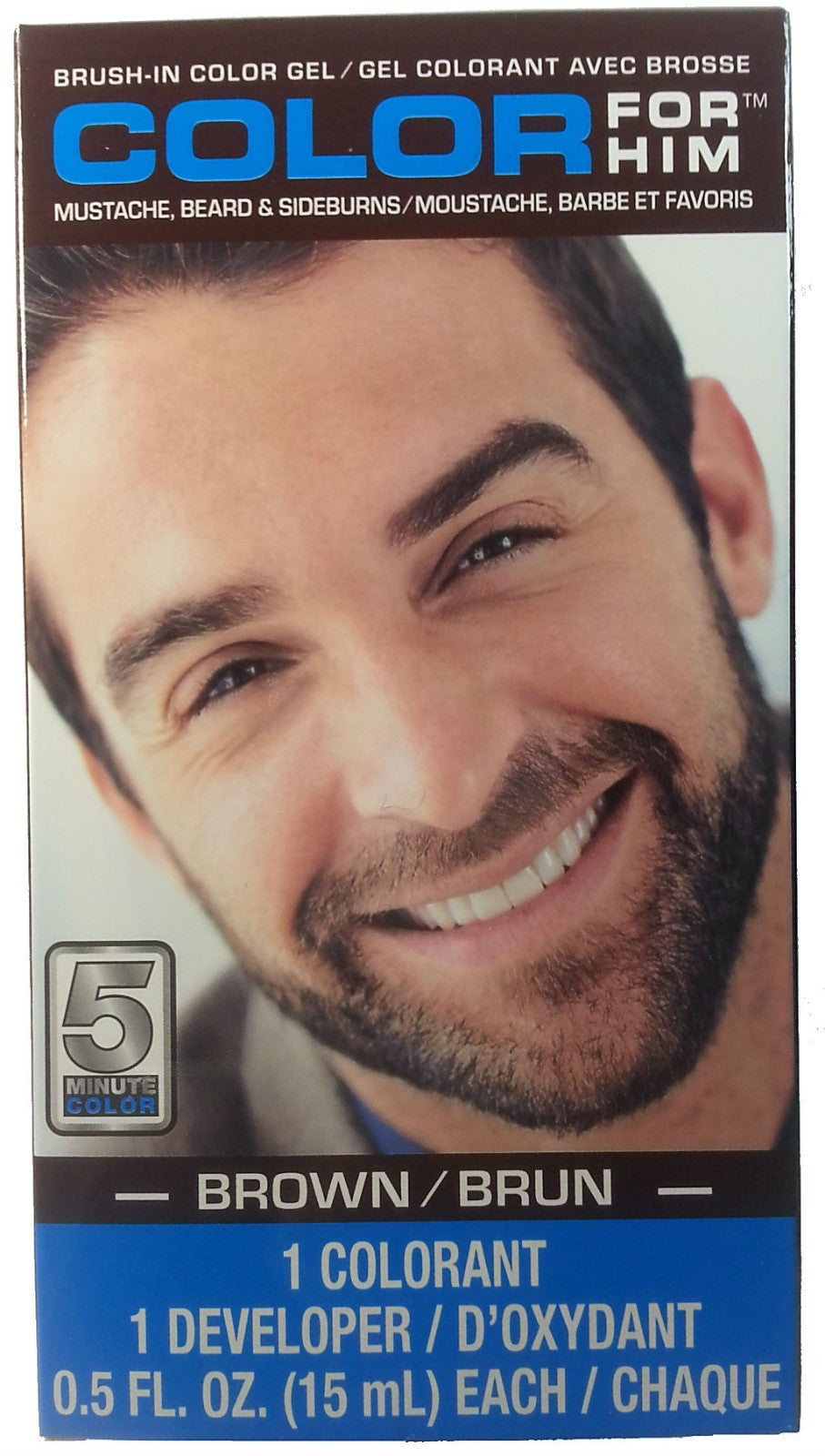 Men's Beard & Mustache Hair Dye Kit with Brush in Gel - Brown
