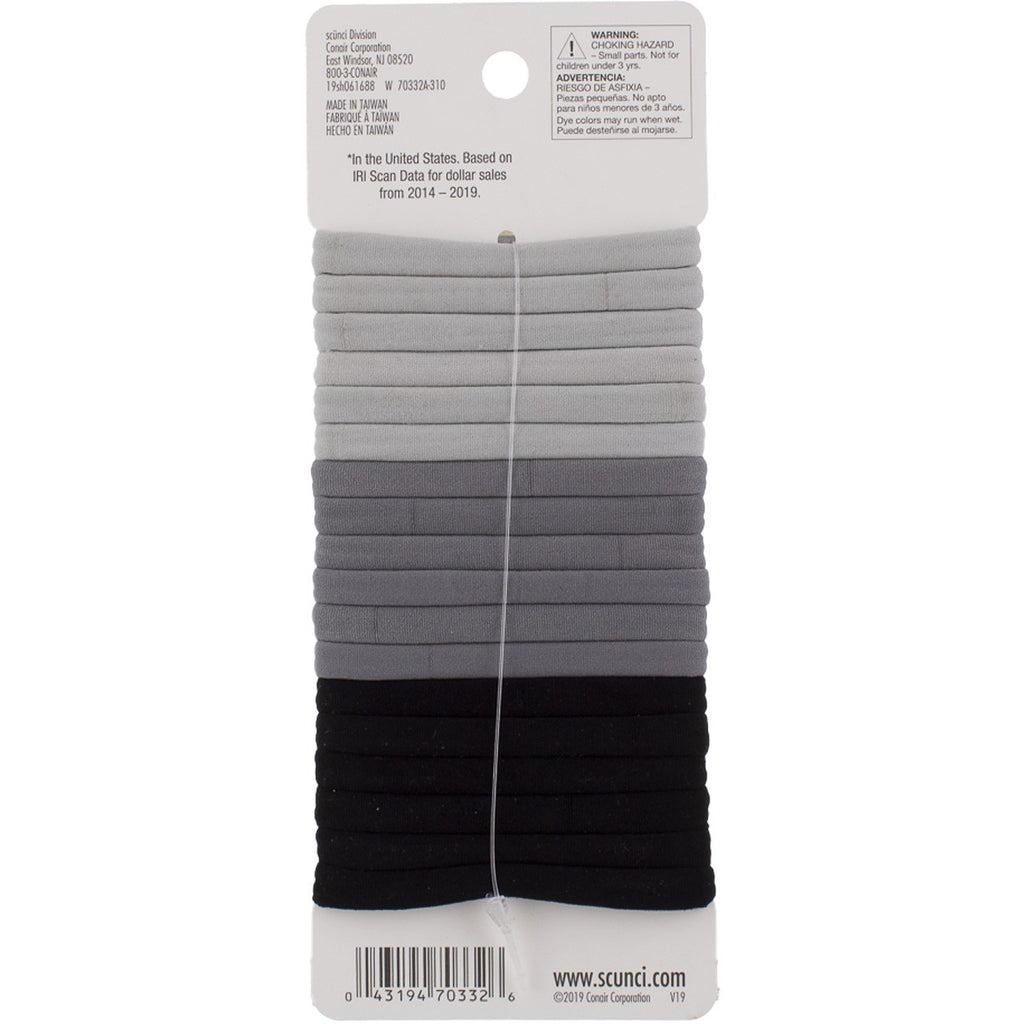 No Damage Comfy Ponytail Holders - Gray, 18 Pack
