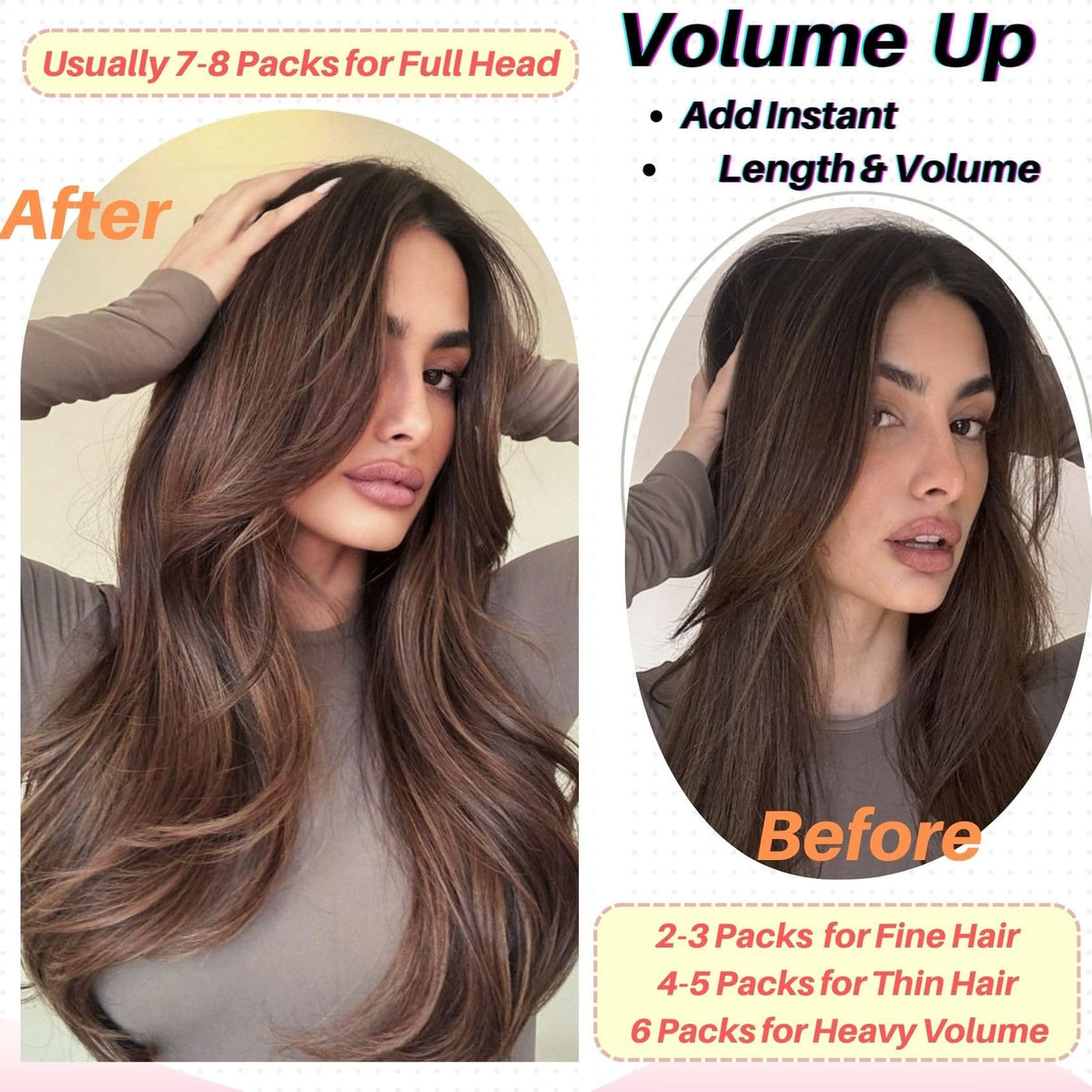 Mini Tape-In Hair Extensions Natural Brown 24 Inch - Real Human Hair
