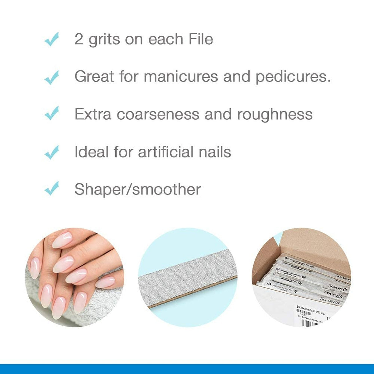 Disposable Nail Files 100/180 Grit Wood Core Silver 100 Count