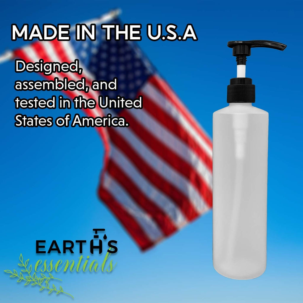 Two Pack 16 oz Refillable HDPE Pump Bottles with Patented Screw-On Funnel