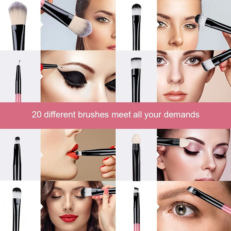 20-Piece Makeup Brush Set for Eyeshadow, Foundation, Powder & Blending