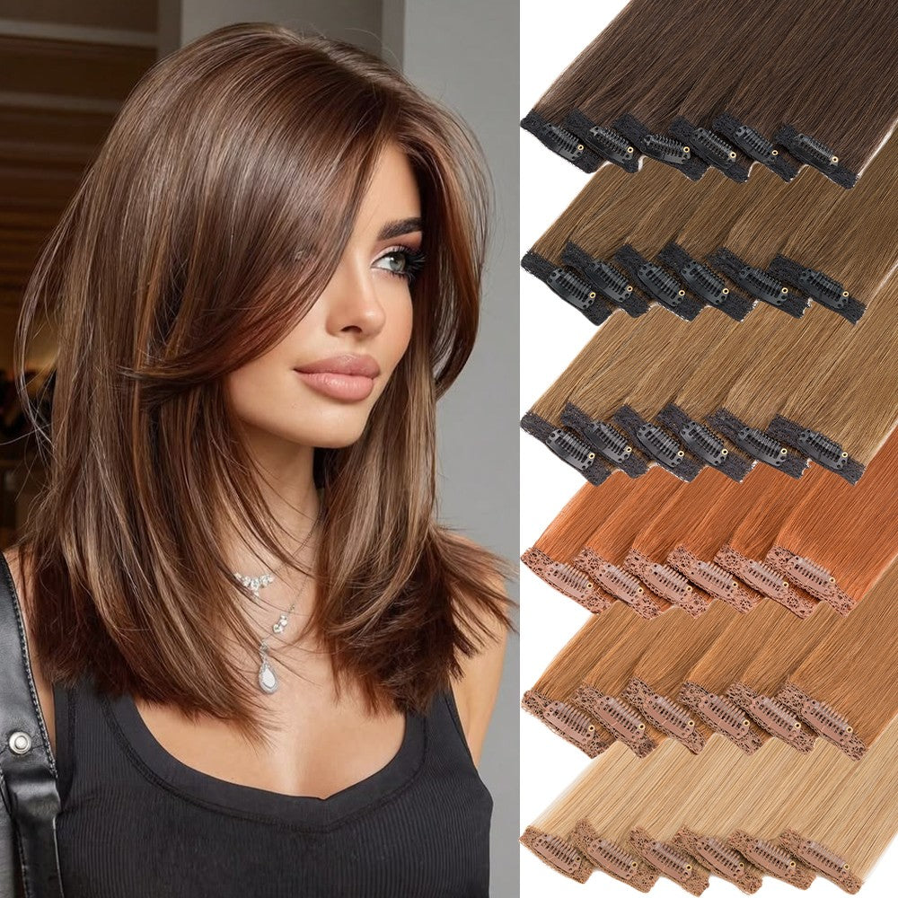 Clip-In Hair Extensions 100% Remy Human Hair - Multiple Colors & Lengths