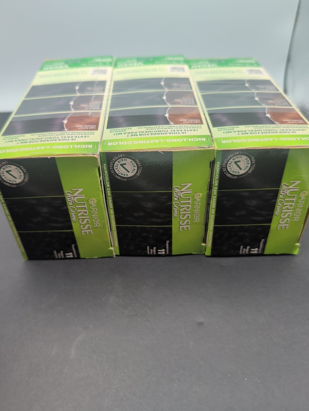 Pack of 3 Garnier Nutrisse Nourishing Permanent Hair Color Creme #11 Blackest Black