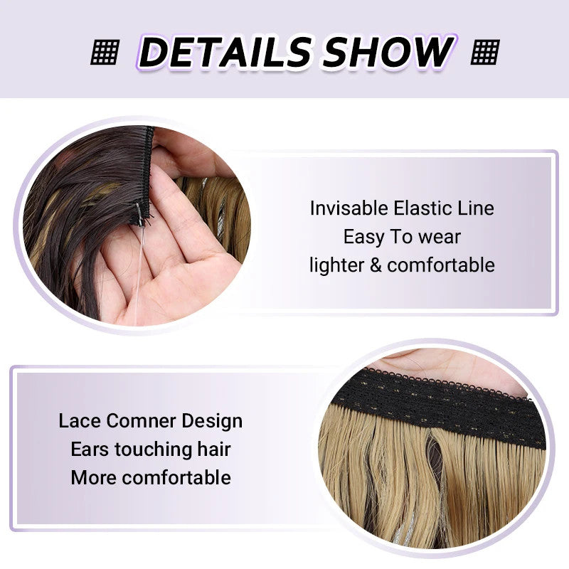 Lightweight Water Wave Curly Hair Extensions - Synthetic Fluffy Hairpiece