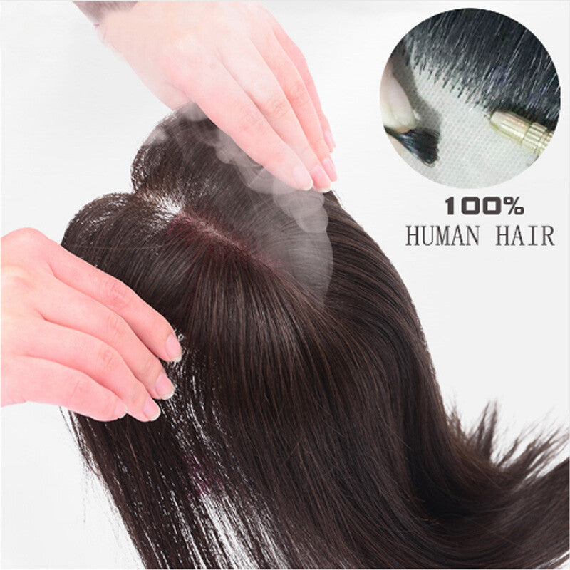 Remy Human Hair Topper with Silk Base Clip-In Hairpiece for Volume & Coverage