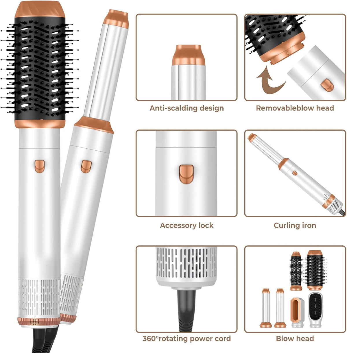 6-in-1 Hair Dryer Brush Styler - Curl, Straighten & Volumize