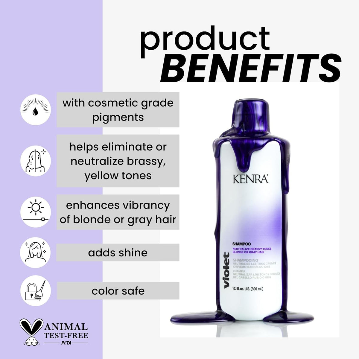 Violet Shampoo for Blonde & Gray Hair - Eliminates Brassy Tones, Enhances Vibrancy, 10.1 oz