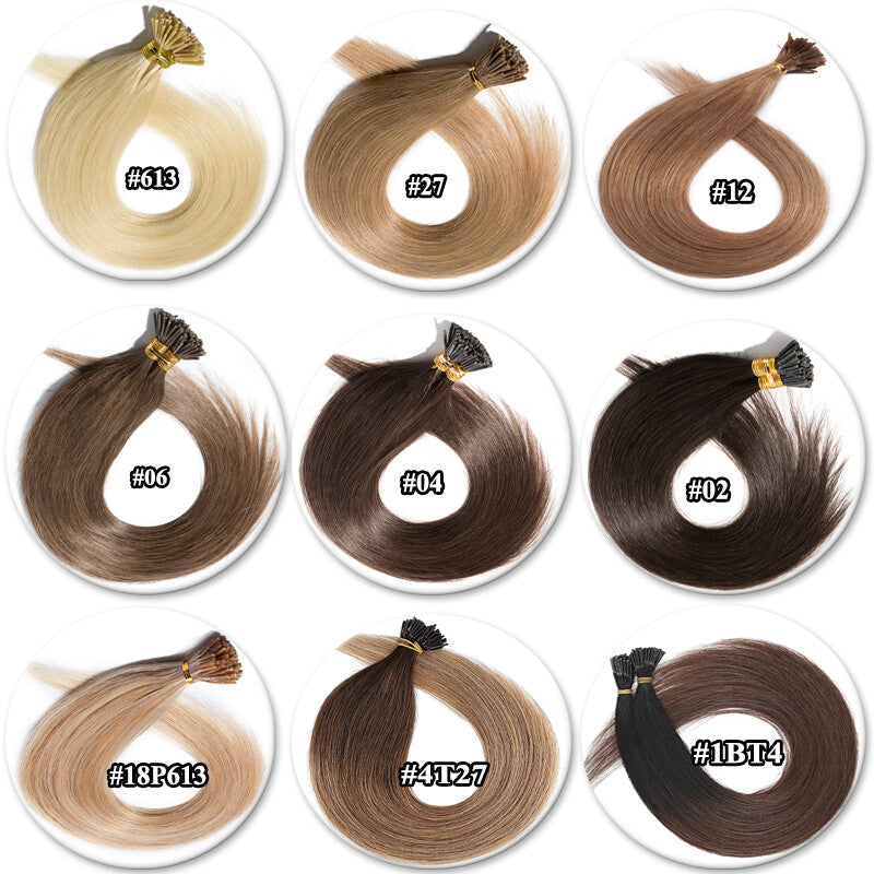 Remy Human Hair Extensions I-Tip Stick Tips Balayage & Solid Colors